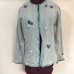 Light blue vintage 3-D turtles 1950’s cardigan excellent condition rare unique
